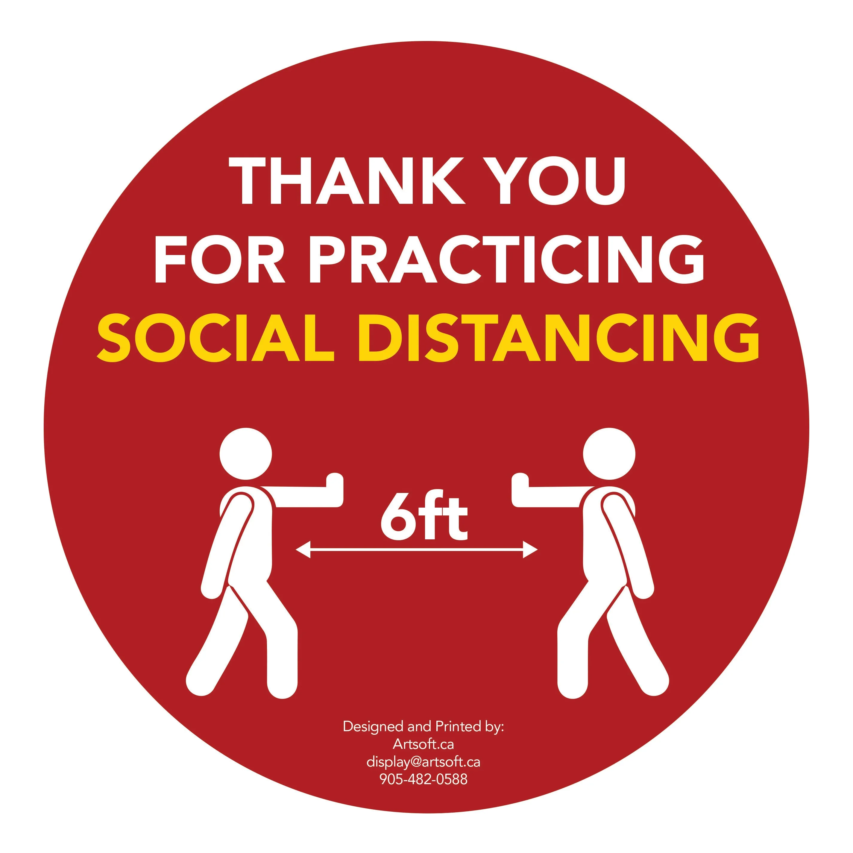 17" People - Social Distancing Anti-slip Wall Stickers - 6 Color Available