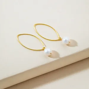 18k Gold Drop Pearl Earrings