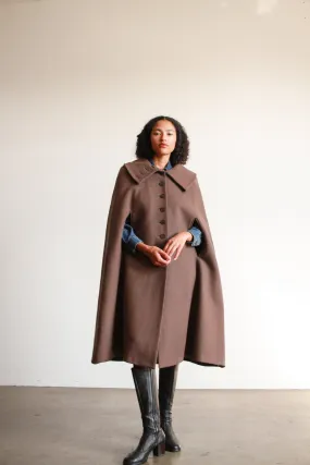 1970s Biba Mocha Felt Wool Cape