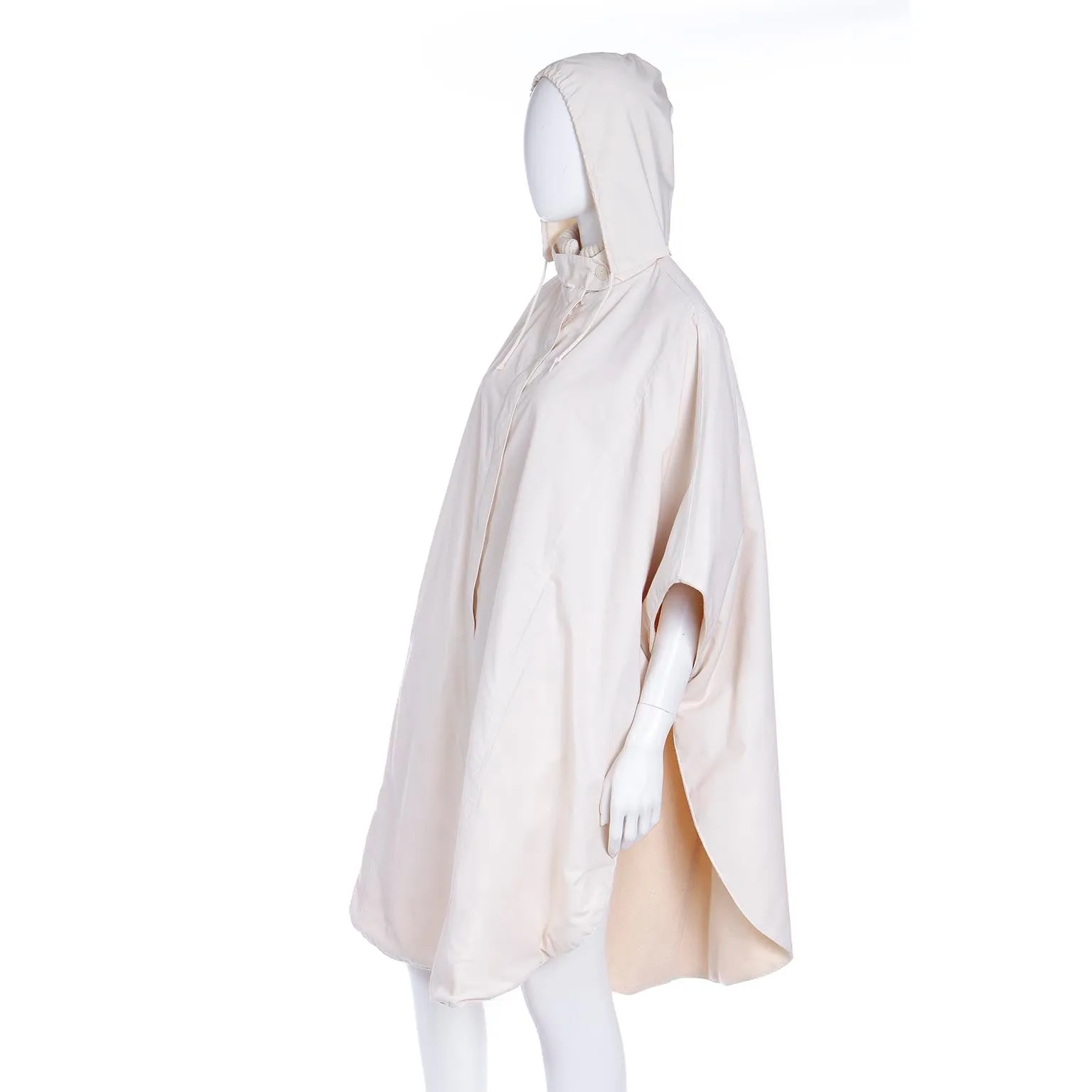 1980s Reversible Ivory Cream Cape With Optional Sleeves & Hood