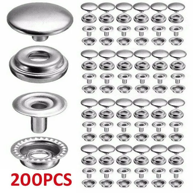 200/100pcs 15mm Snap Kit, Marine Grade Snap Fastener Stainless Steel Snap Buttons for Boat Cover,Sewing Leather products,Canvas