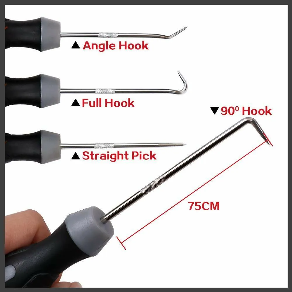 4Pc Non-Slip Pick Hook Set for O-Ring, Seal, Spring Removal