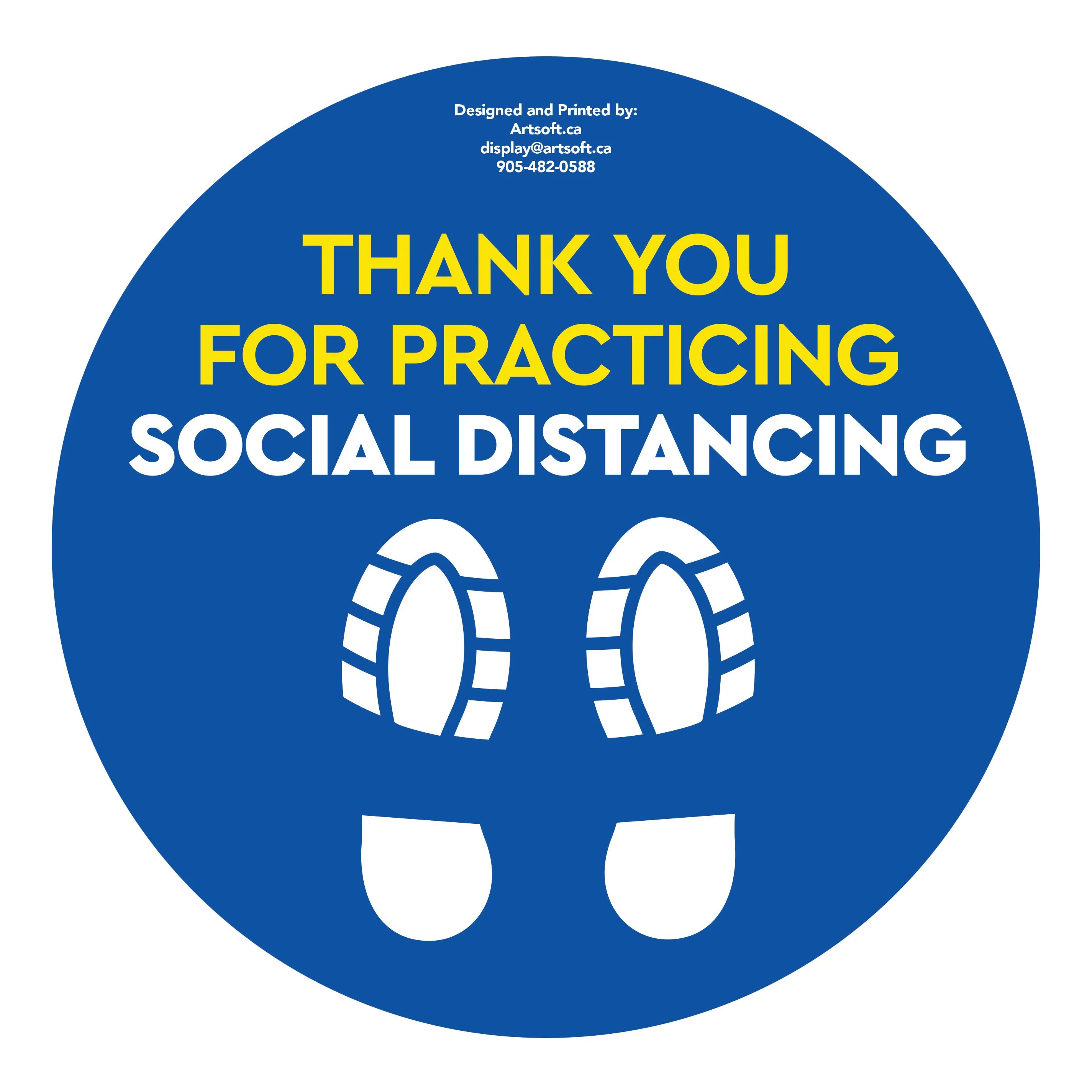 8.5" FootPrint - Social Distancing Anti-slip Floor Stickers - 6 Color Available