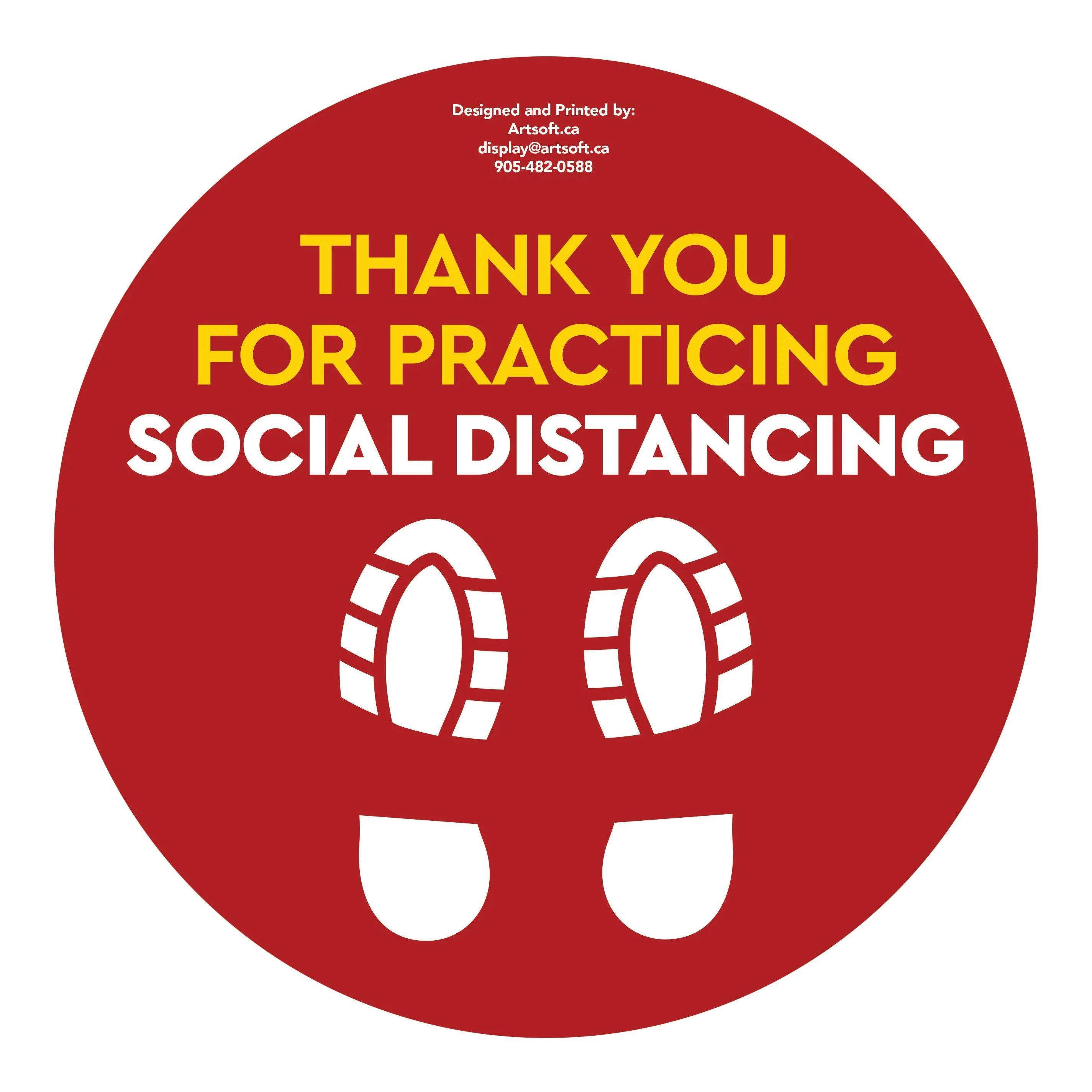 8.5" FootPrint - Social Distancing Anti-slip Floor Stickers - 6 Color Available