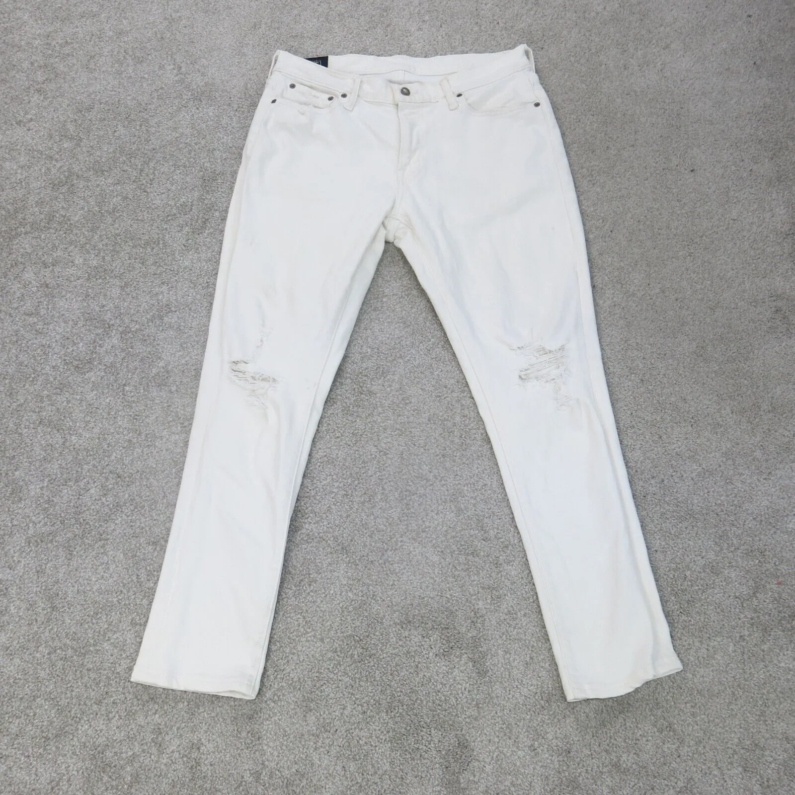 Abercrombie & Fitch Jeans Mens W33XL32 White Skinny Leg Stretch Lightweight