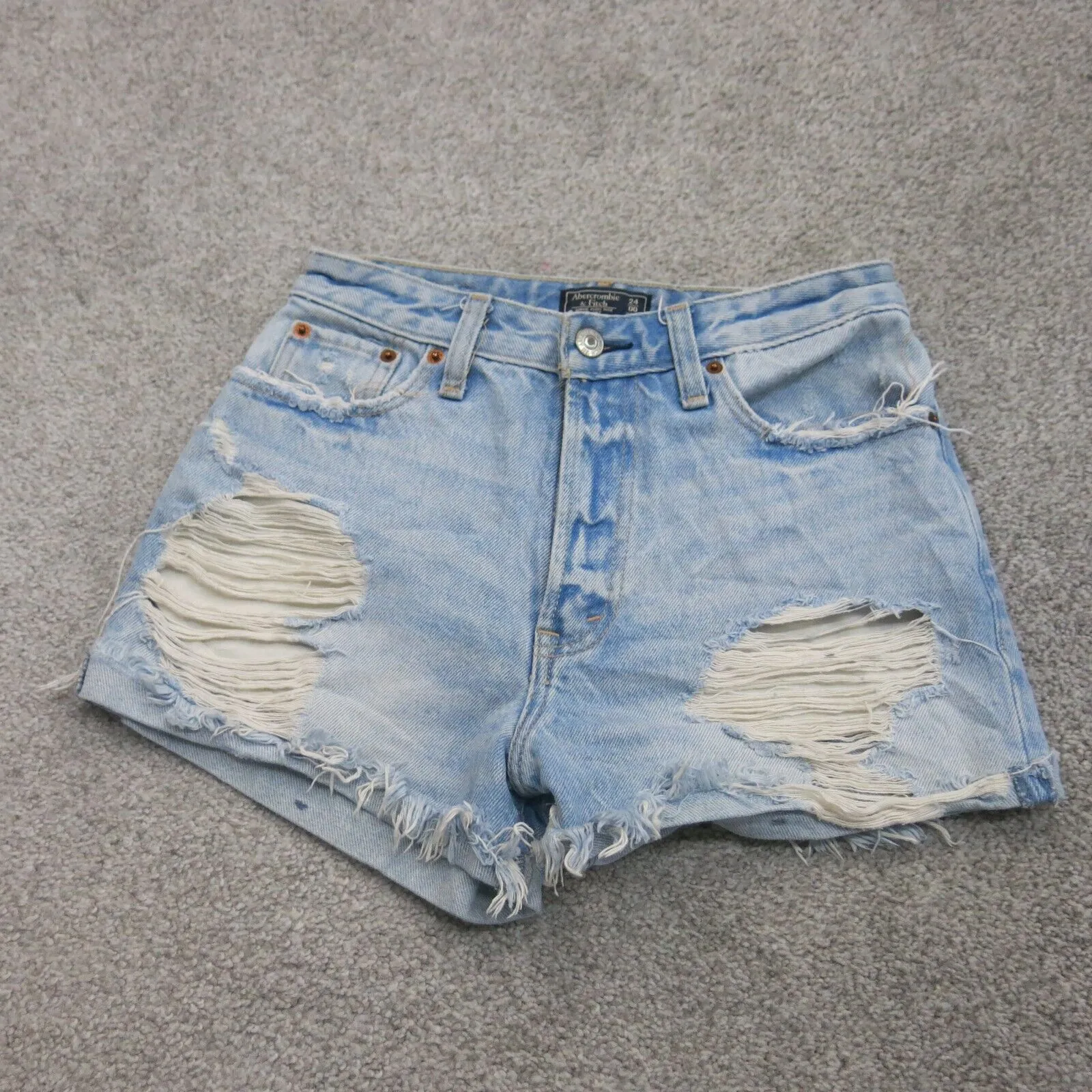 Abercrombie & Fitch Womens Cut Off Annie Short Denim High Rise Blue Size  24/00