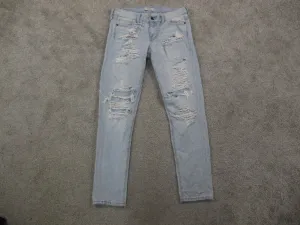 Abercrombie & Fitch Womens Jeans Skinny Leg Distressed Denim Blue Size W24