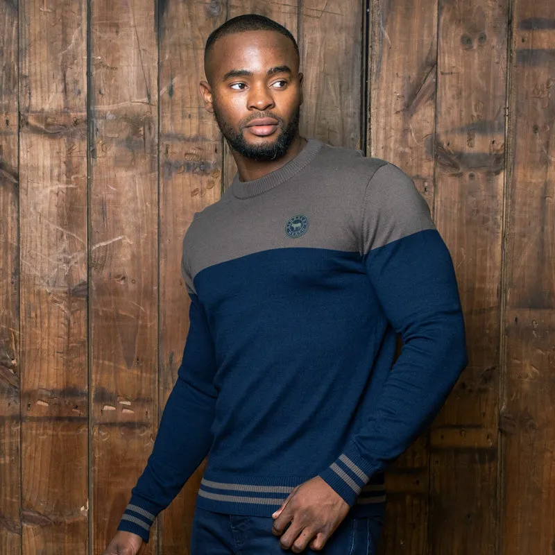 Abingdon Colourblock Cashmere-Blend Pullover Knit Midnight