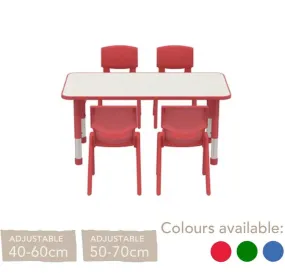 Adjustable Polyethylene Rectangular Table With White Table Top and Chairs - All Heights and Colours