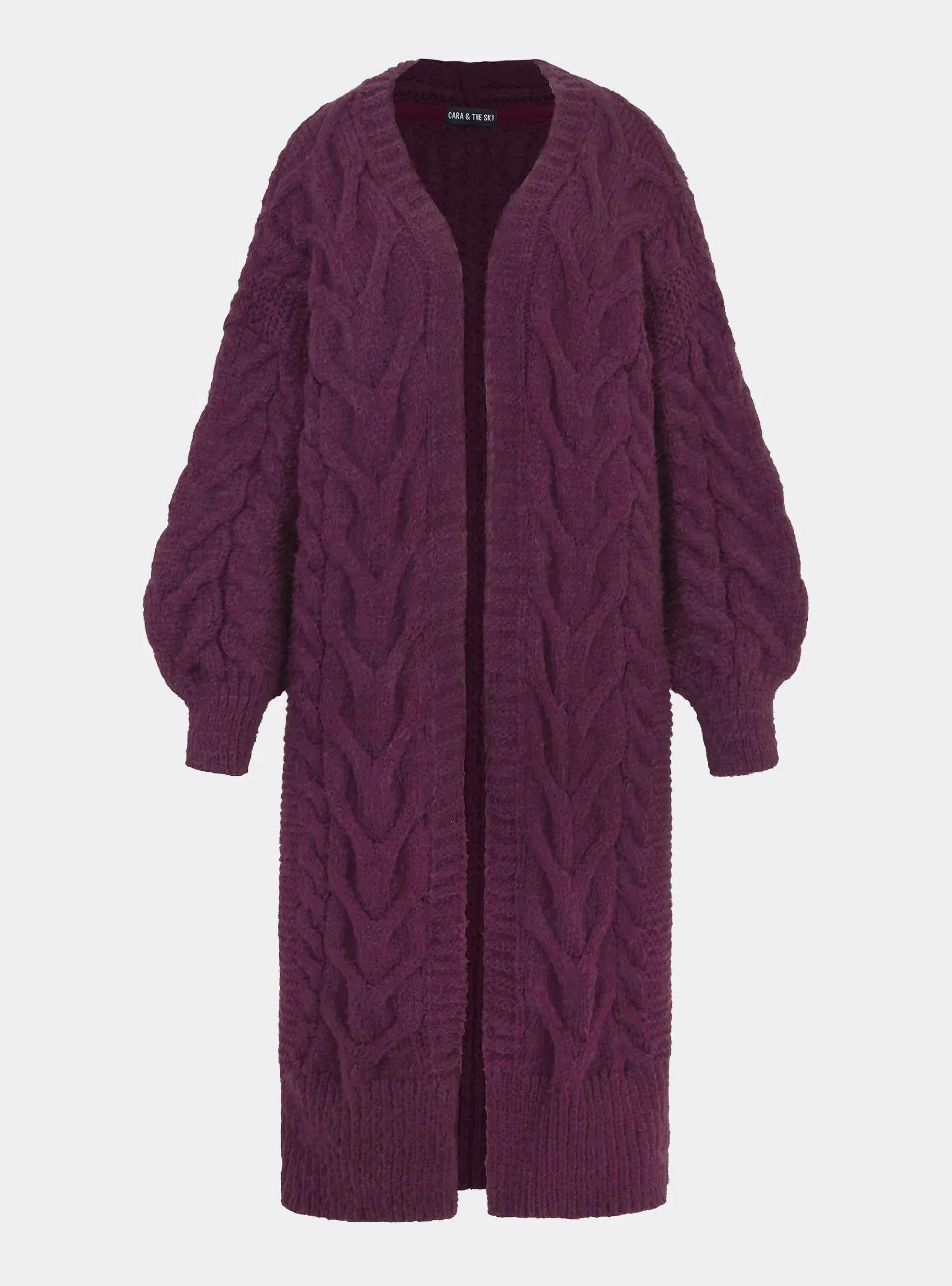 Alex Cable Oversized Balloon Sleeve Maxi Cardigan - Burgundy