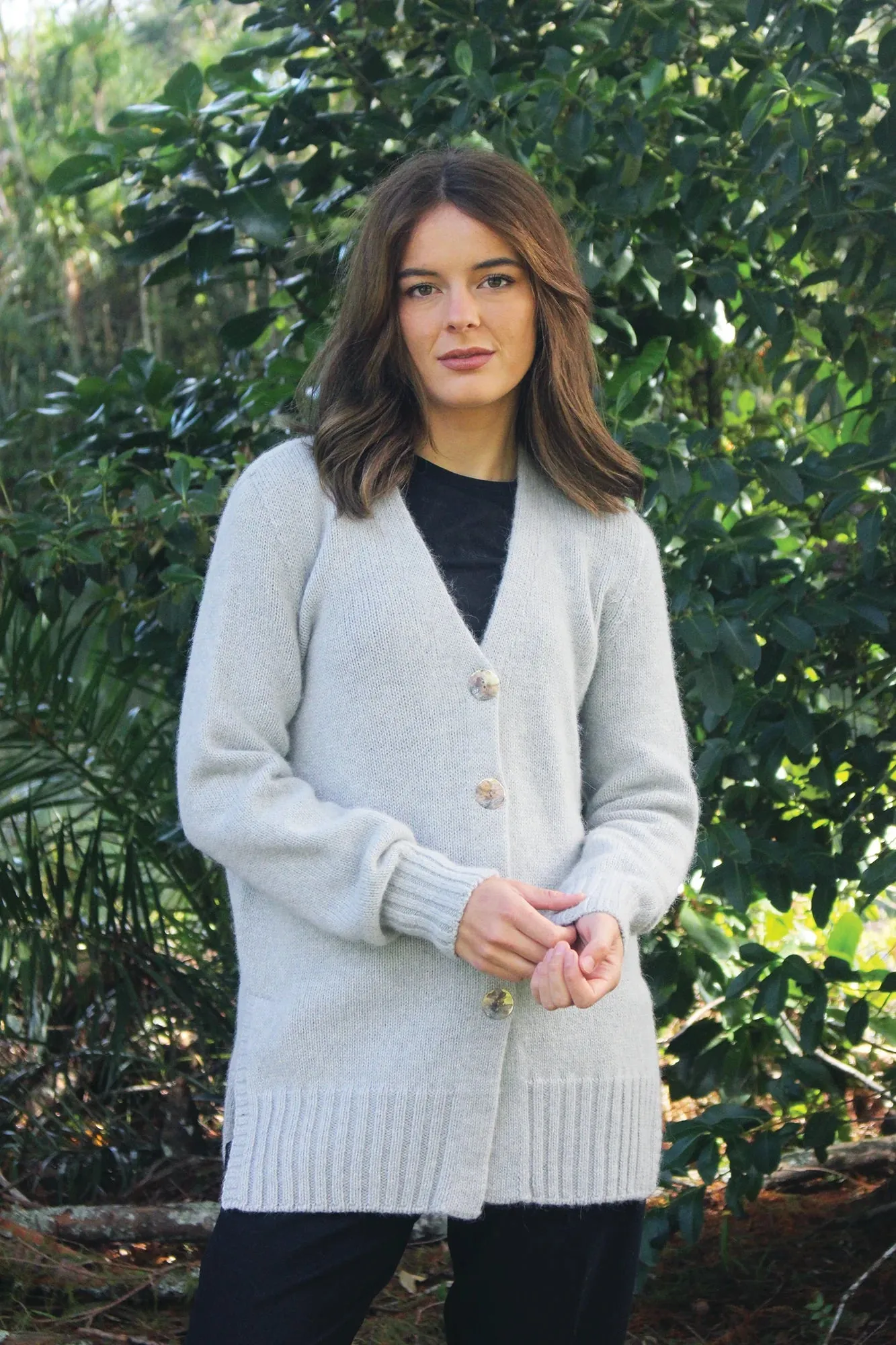 Alpaca Wool Plain Cardigan - Lothlorian Knitwear ALP073