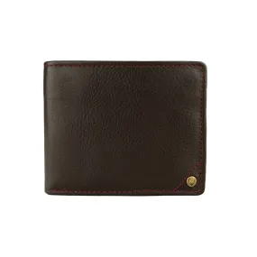 Angle Stitch Leather Multi-Compartment Leather Wallet in Brown