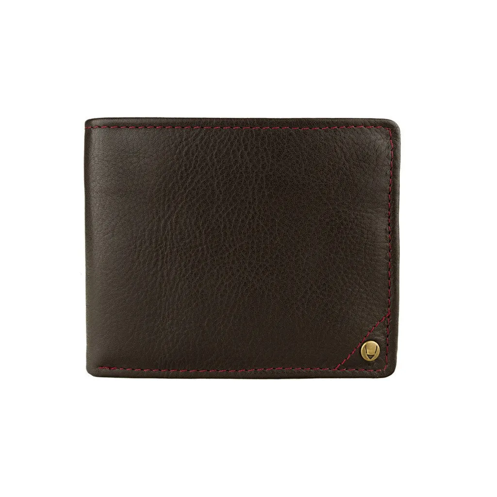 Angle Stitch Leather Multi-Compartment Leather Wallet in Brown