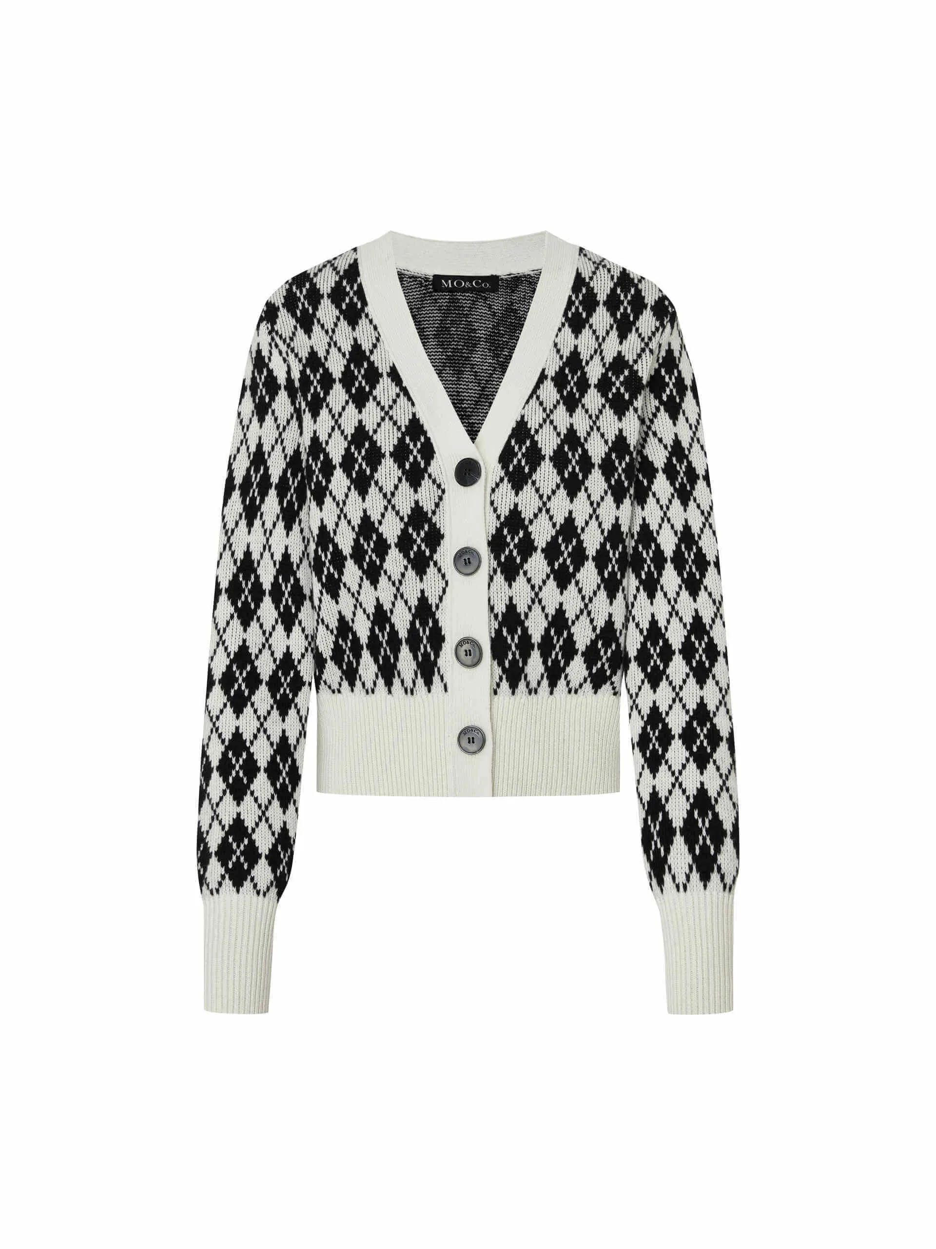 Argyle Check Knit Cardigan