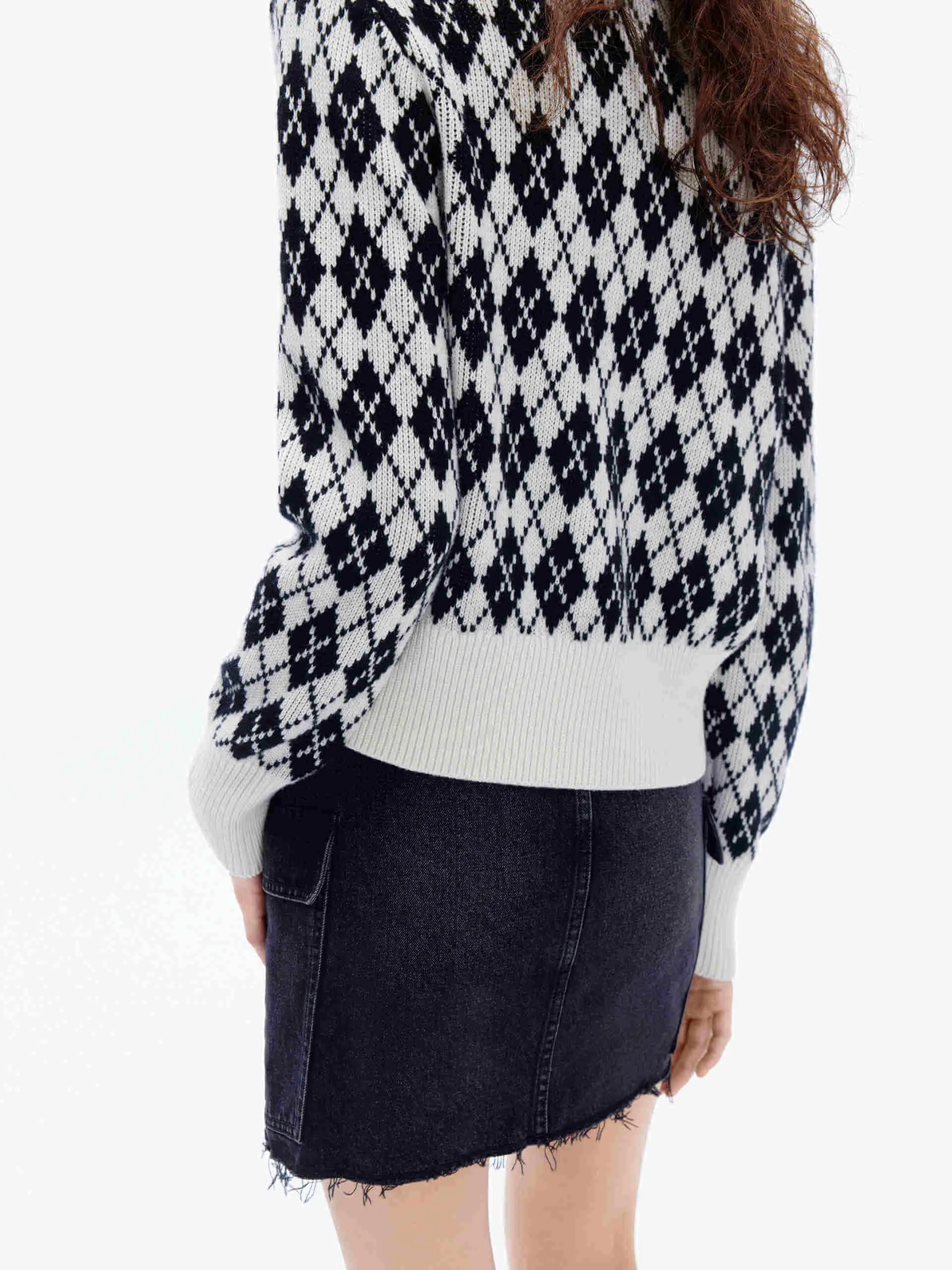 Argyle Check Knit Cardigan