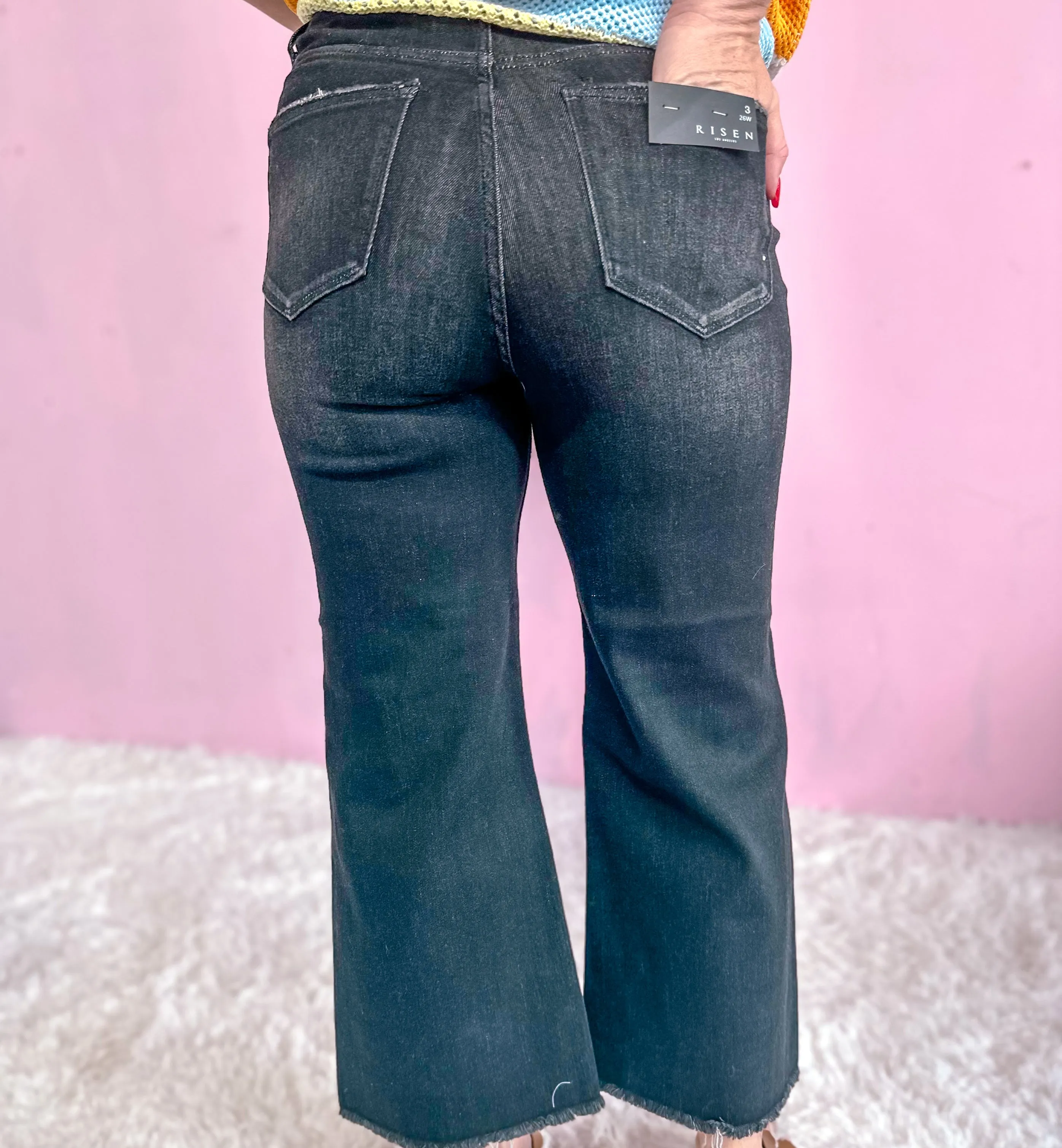 Ariella High Rise-Crop Wide Frayed Jeans