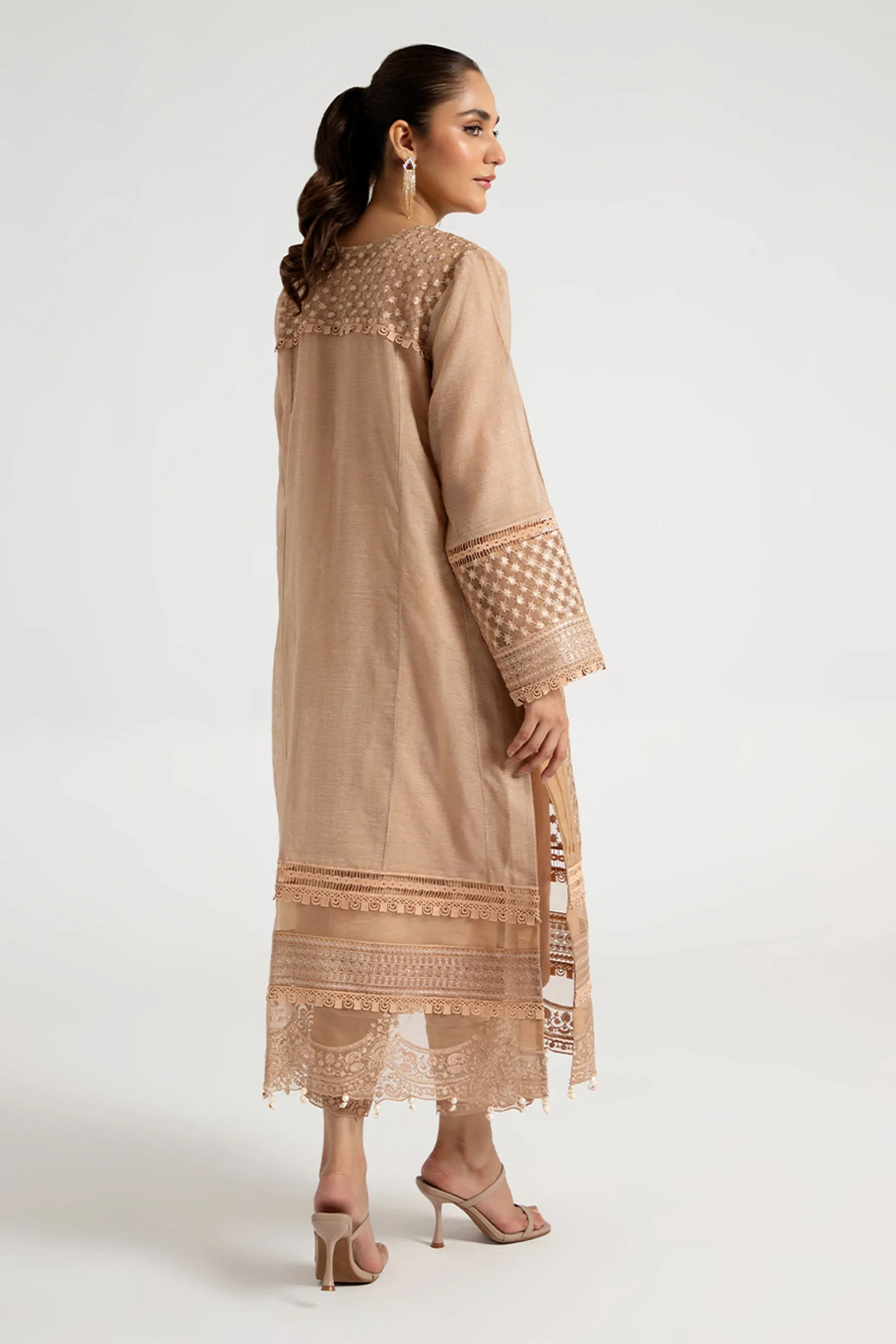 Arif Ashraf - Tan - Beige - Cotton Net and Raw Silk - 3 Piece