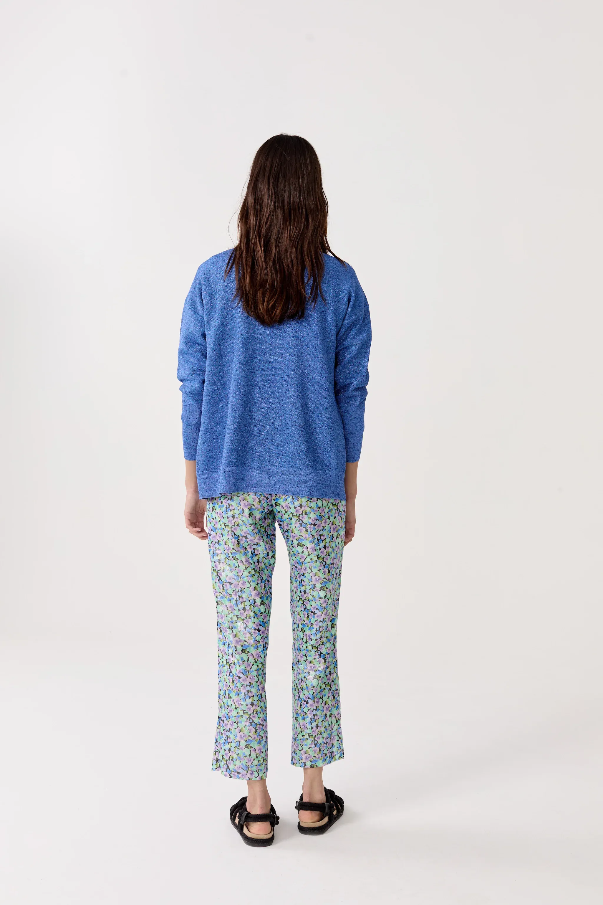 Aspen Lurex Cardigan - Lanh Blue