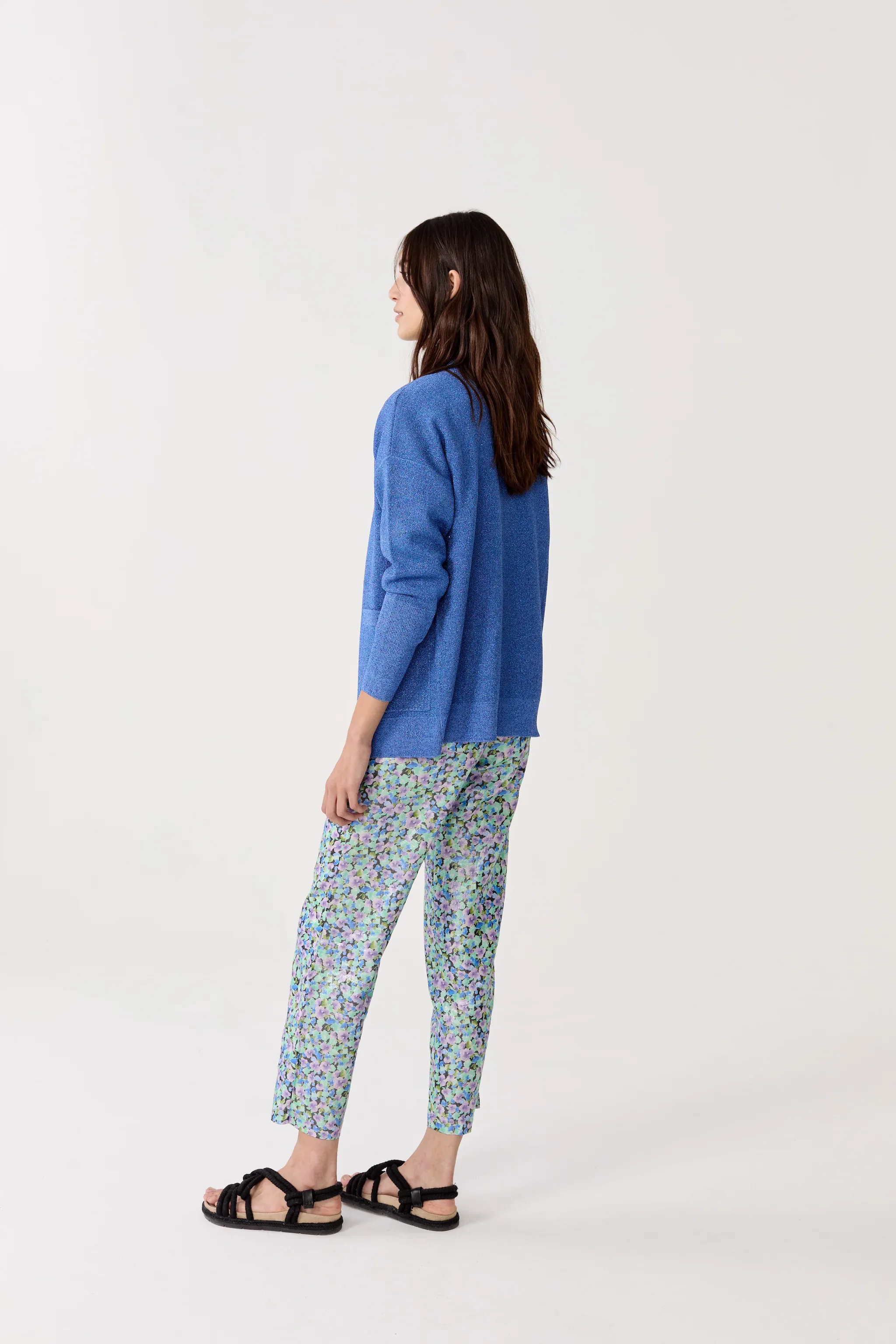 Aspen Lurex Cardigan - Lanh Blue