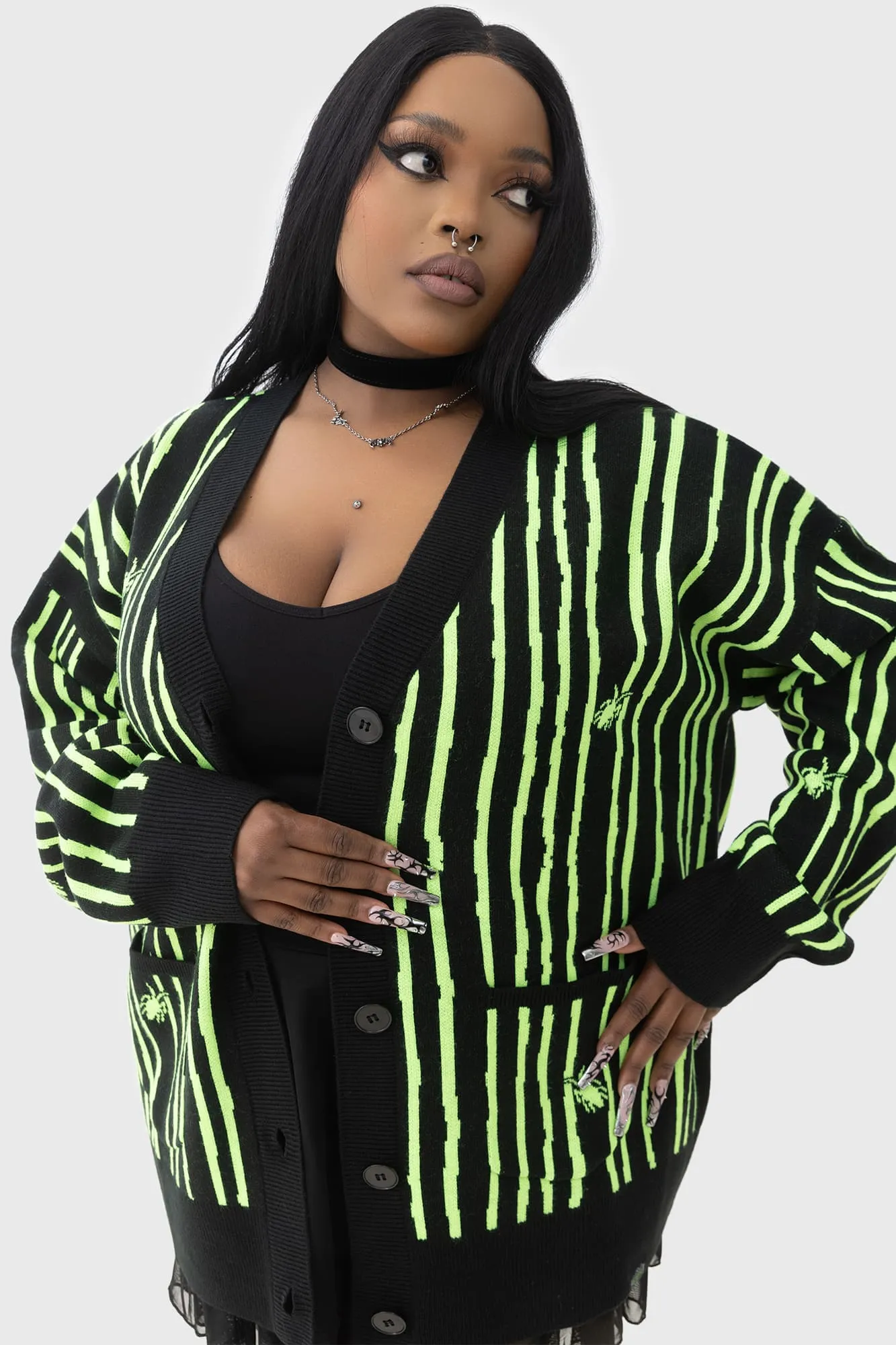 Beetlejuice Beetlejuice Beetlejuice Intarsia Cardigan