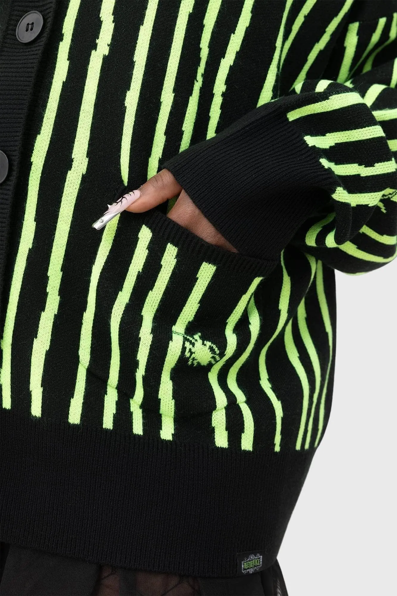 Beetlejuice Beetlejuice Beetlejuice Intarsia Cardigan