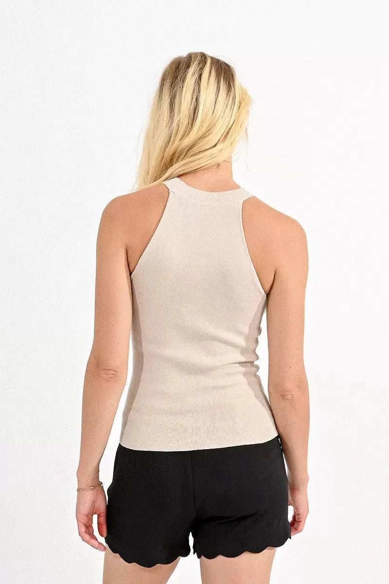 Beige Ribbed Tank