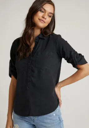 Bella Dahl Pullover Placket Shirt Vintage Black