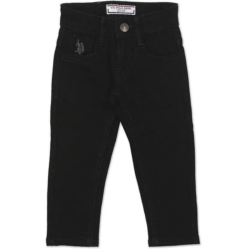 Black Mid Rise Slim Fit Clean Look Jeans