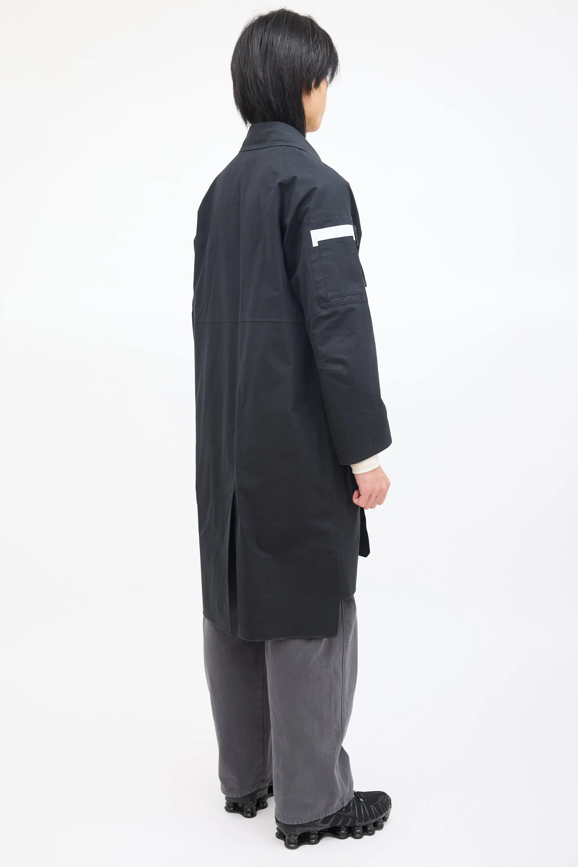 Black Nylon Long Lumen Trench Coat