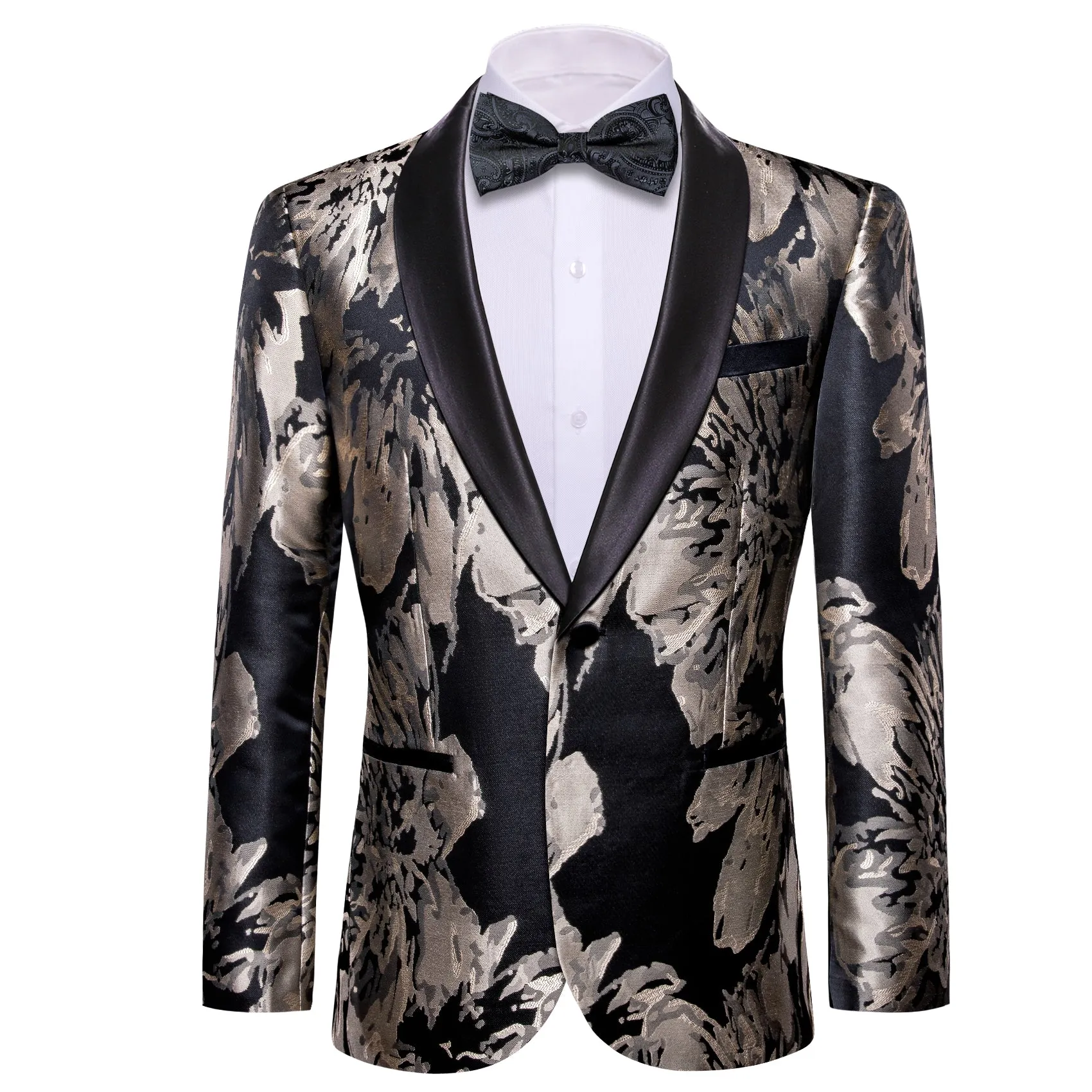 Black Tan Floral Men's Suit for Party