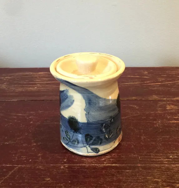 Blue Flowers Lidded Pot (small)