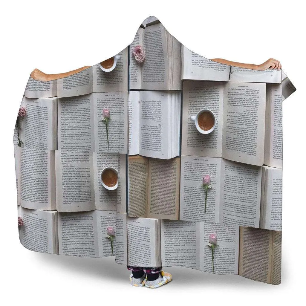 books and coffee hooded blanket