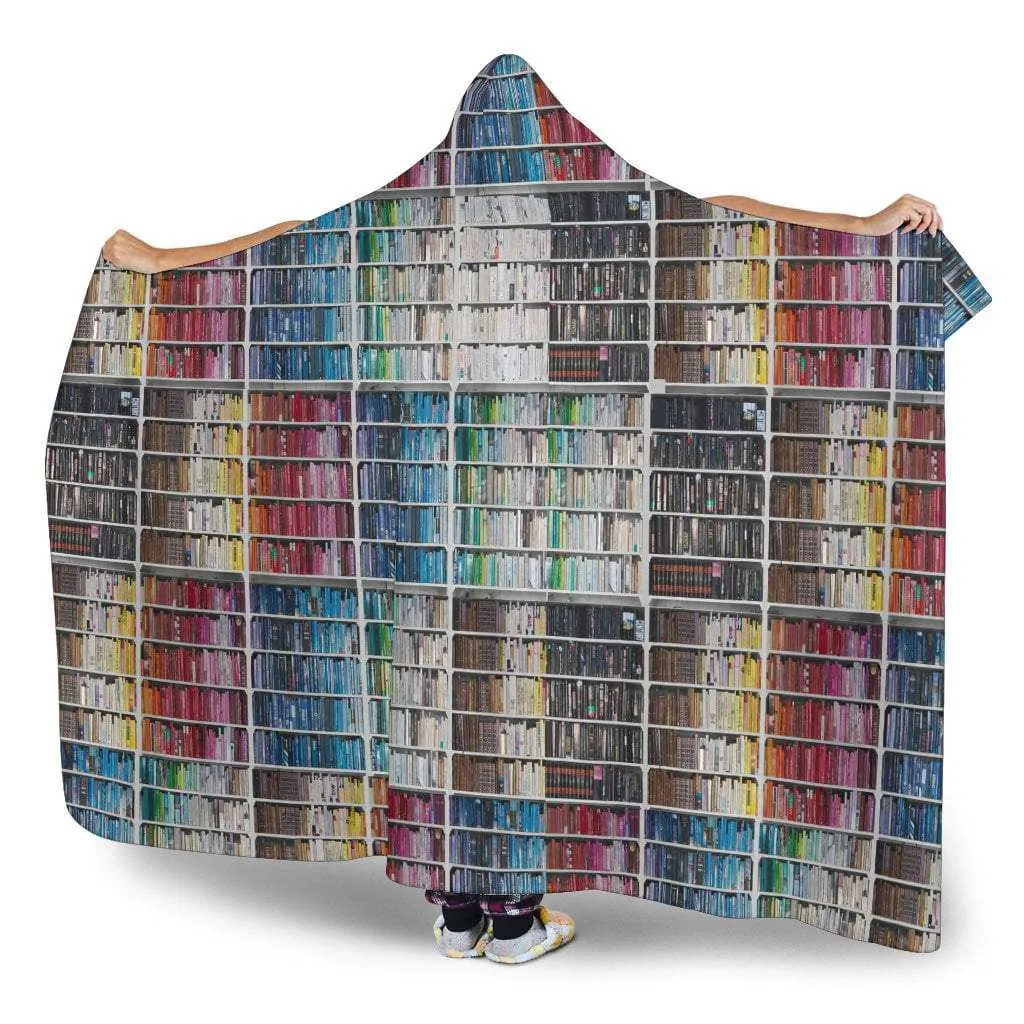 bookshelf pattern hooded blanket