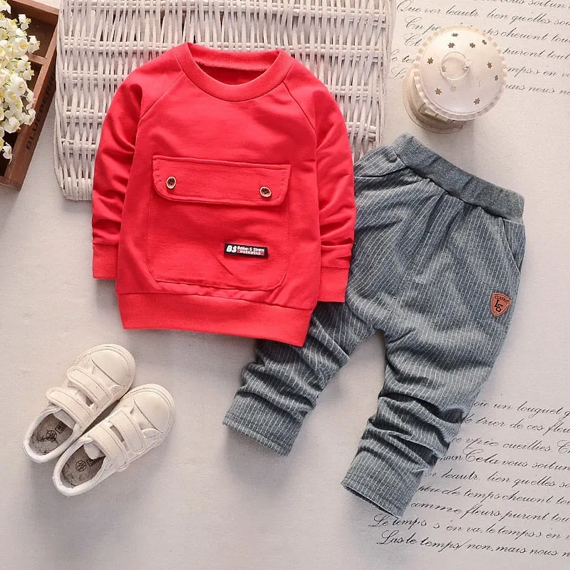 Boy Cotton Clothing Fashion Baby Jacket Pants 2 Pcs