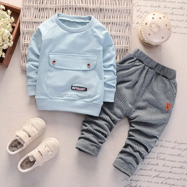 Boy Cotton Clothing Fashion Baby Jacket Pants 2 Pcs