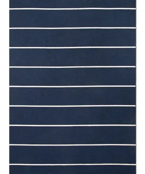 Cape Cod Stripe Flat Weave Rug, Navy