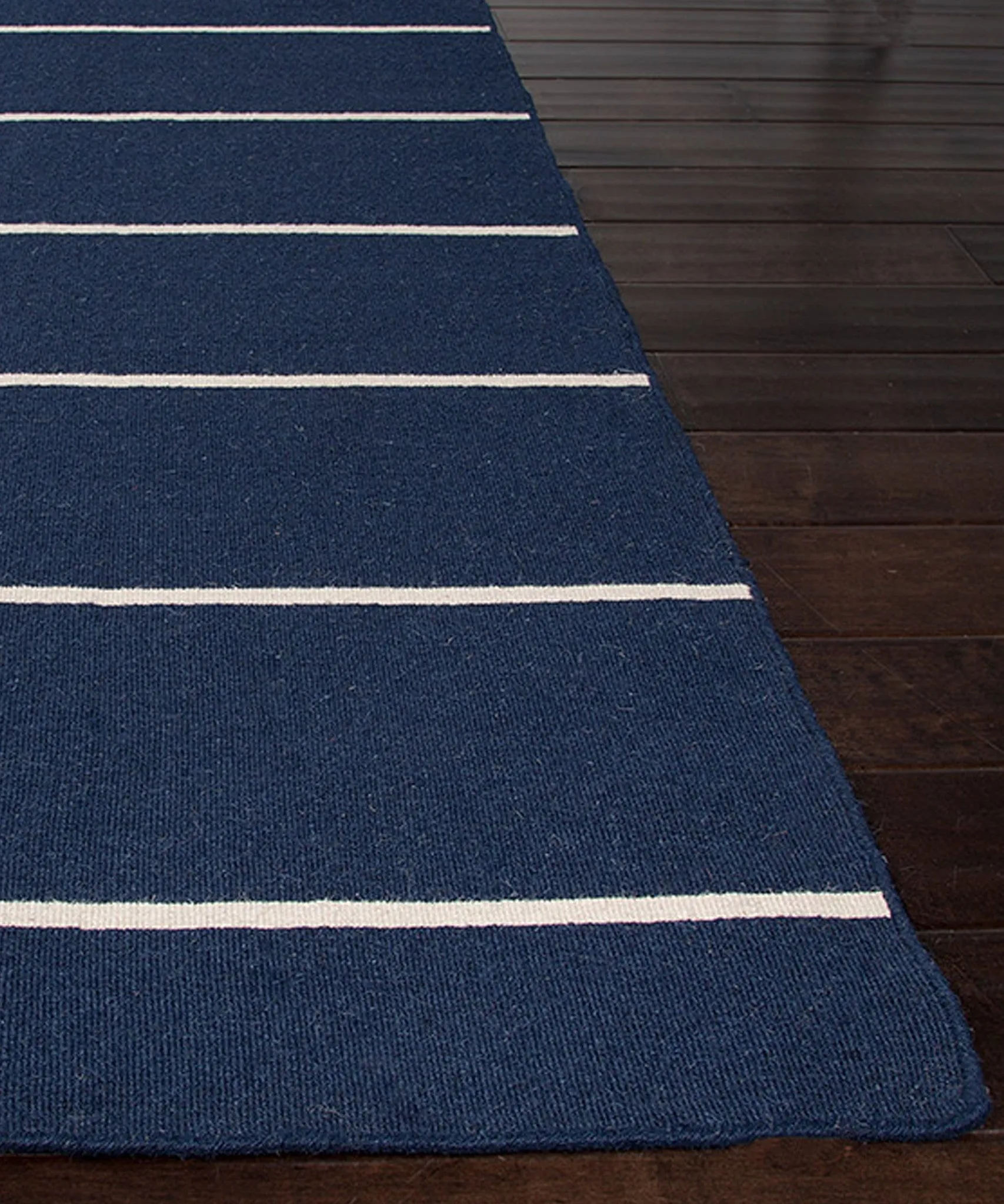 Cape Cod Stripe Flat Weave Rug, Navy