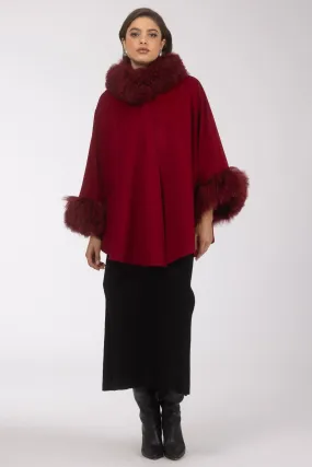 Cashmere & Wool Cape with Select Lamb Trim