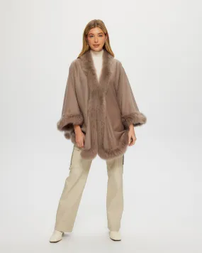 Cashmere & Wool Cape with Toscana Shearling Lamb Trim