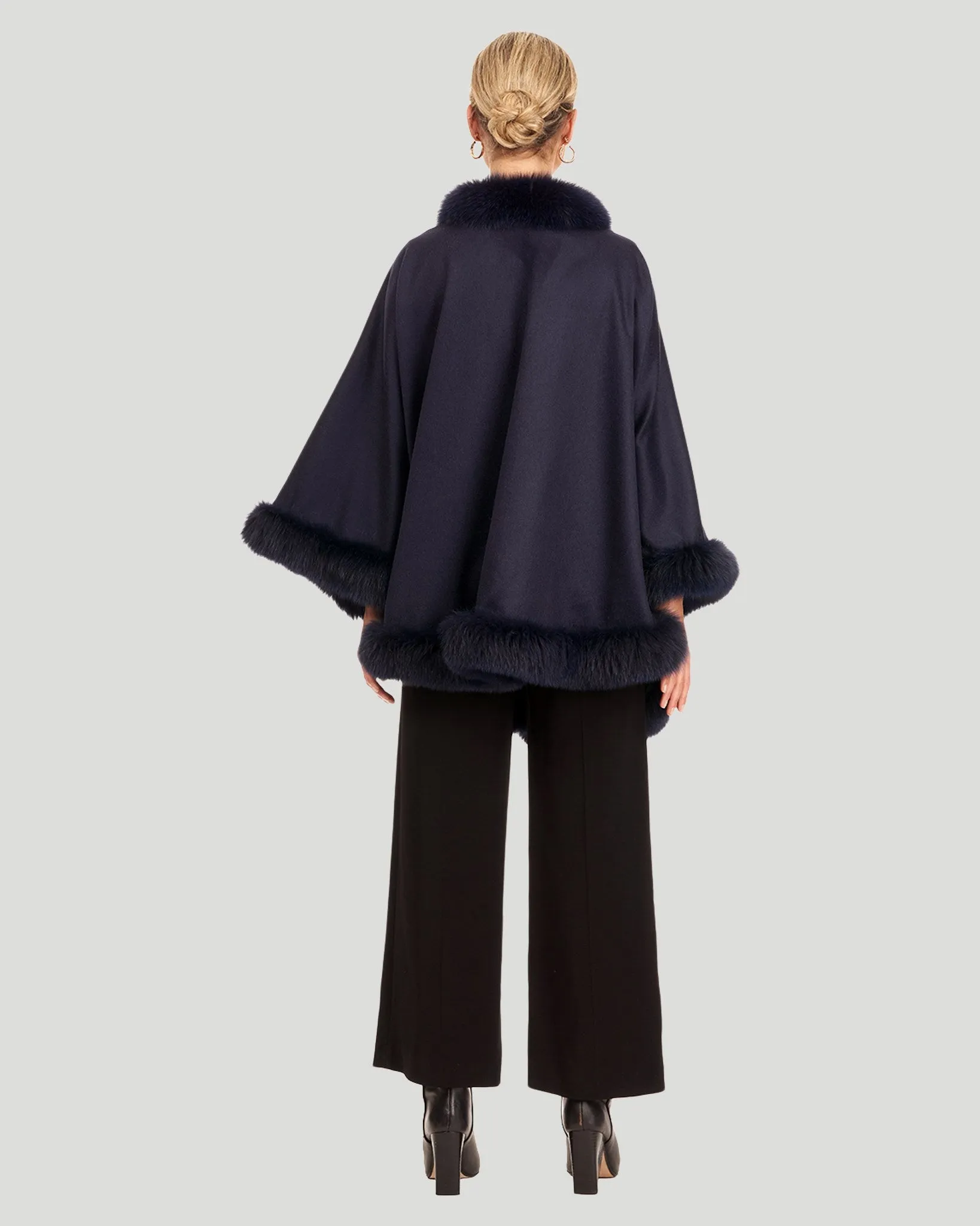 Cashmere & Wool Cape with Toscana Shearling Lamb Trim