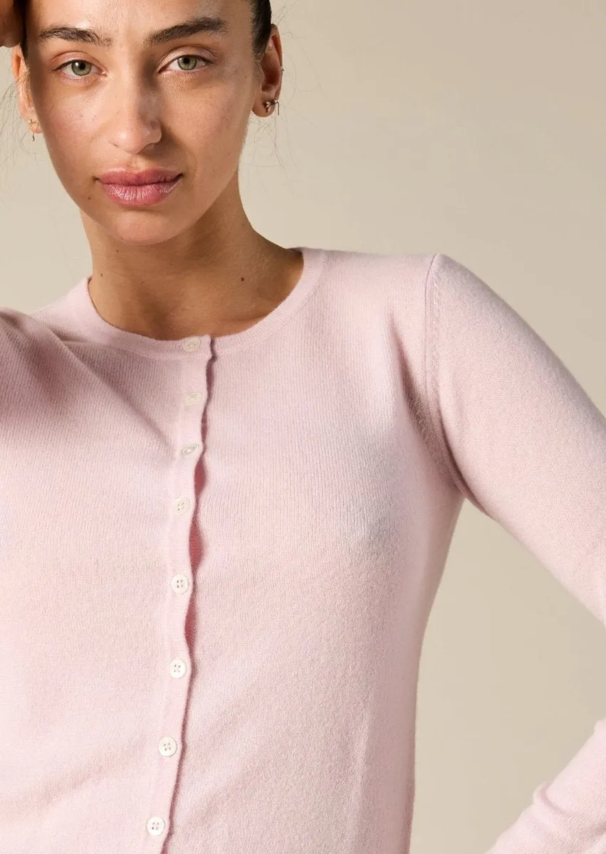 Cashmere Ines Crew Cardigan in Ballet Pink