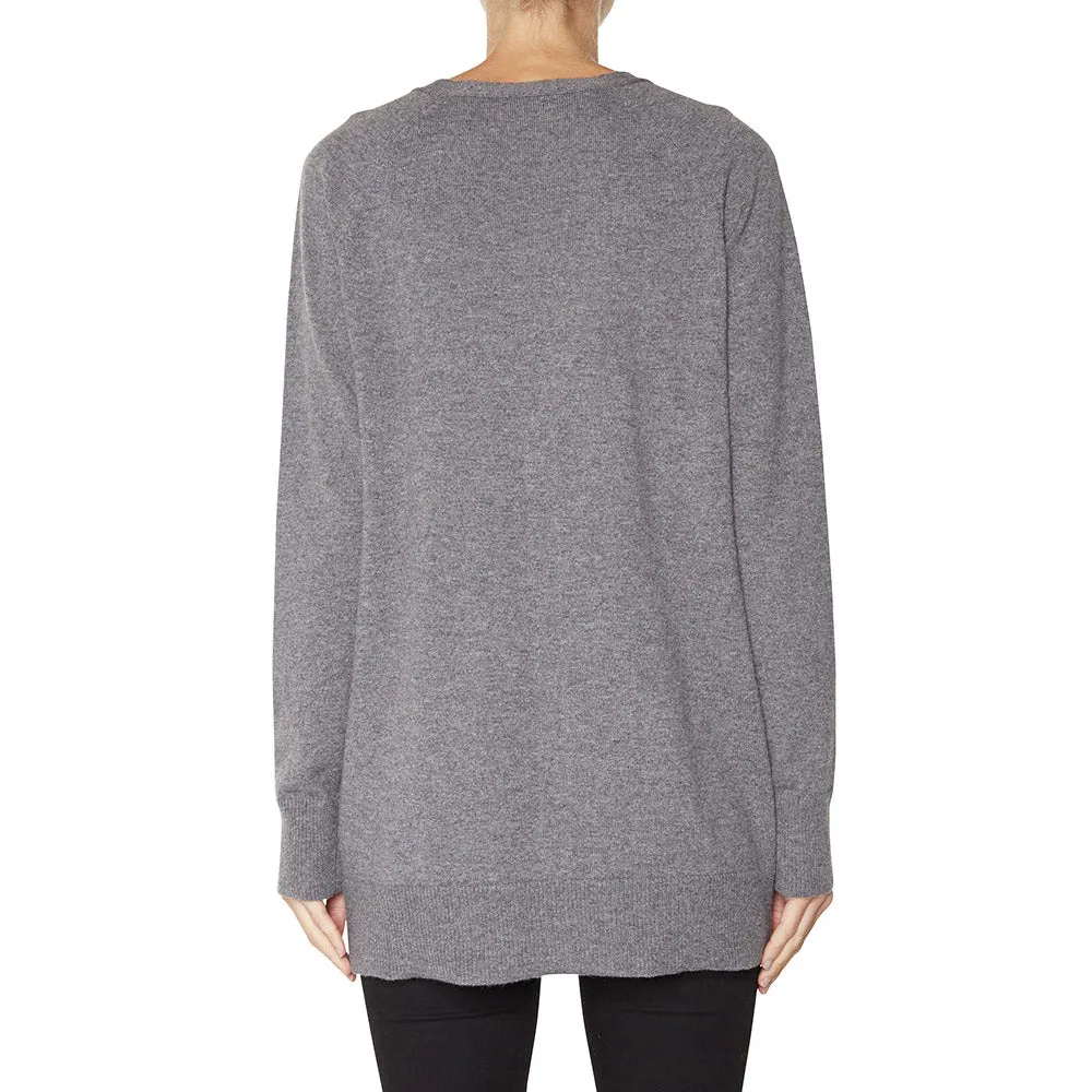 Cashmere James Boyfriend Cardigan in Marle Grey