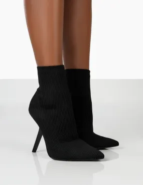 Chantelle Black Pointed Toe Stiletto Heel Sock Boots