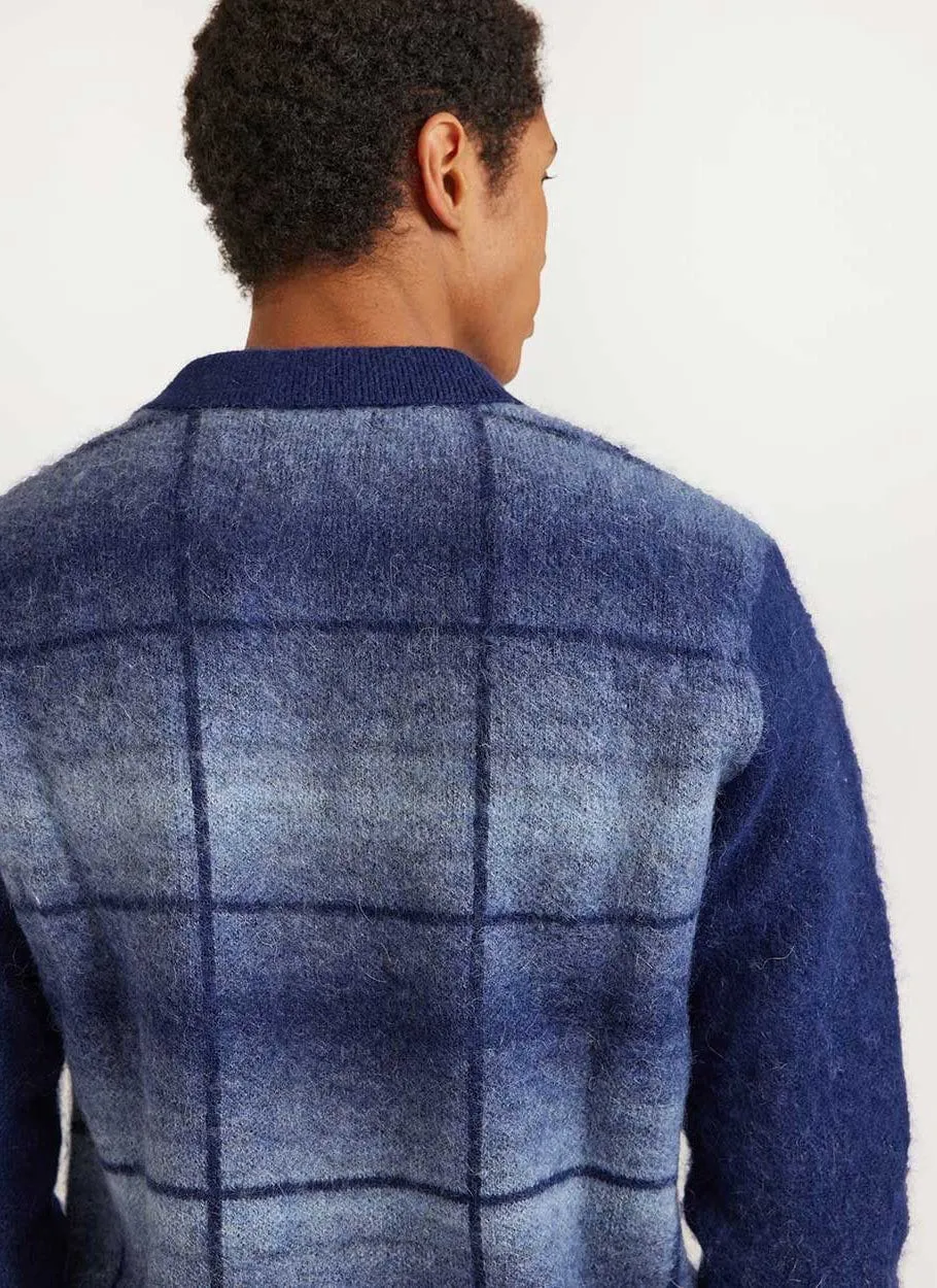 Checker Gradient Bobcat Cardigan | Mohair | Navy