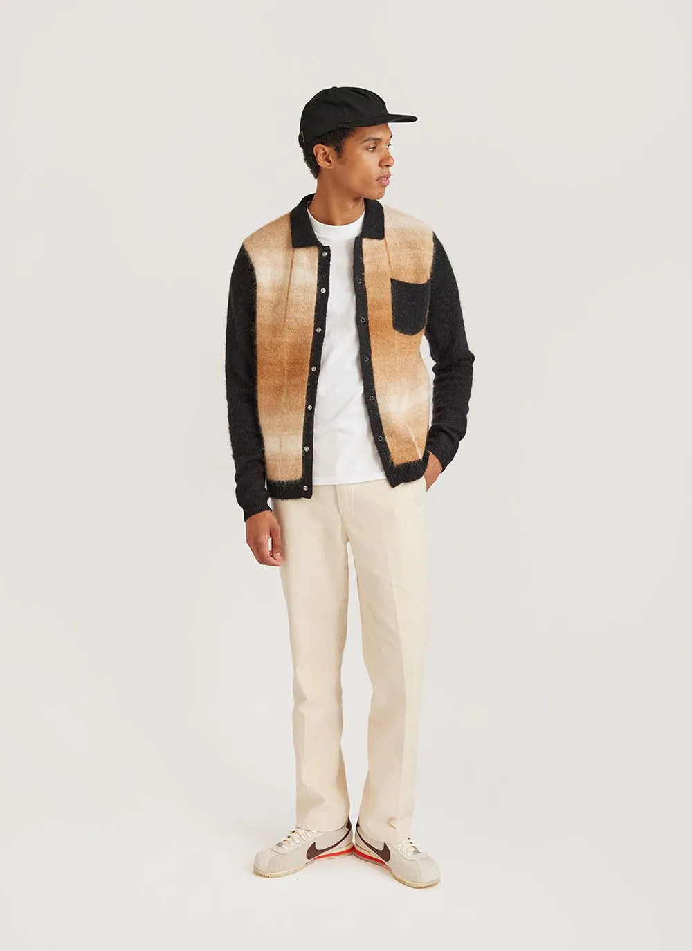 Checker Gradient Bobcat Cardigan | Mohair | Tan