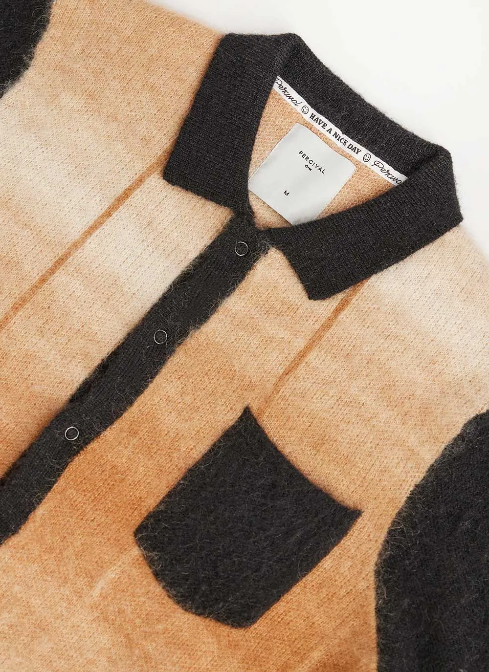 Checker Gradient Bobcat Cardigan | Mohair | Tan