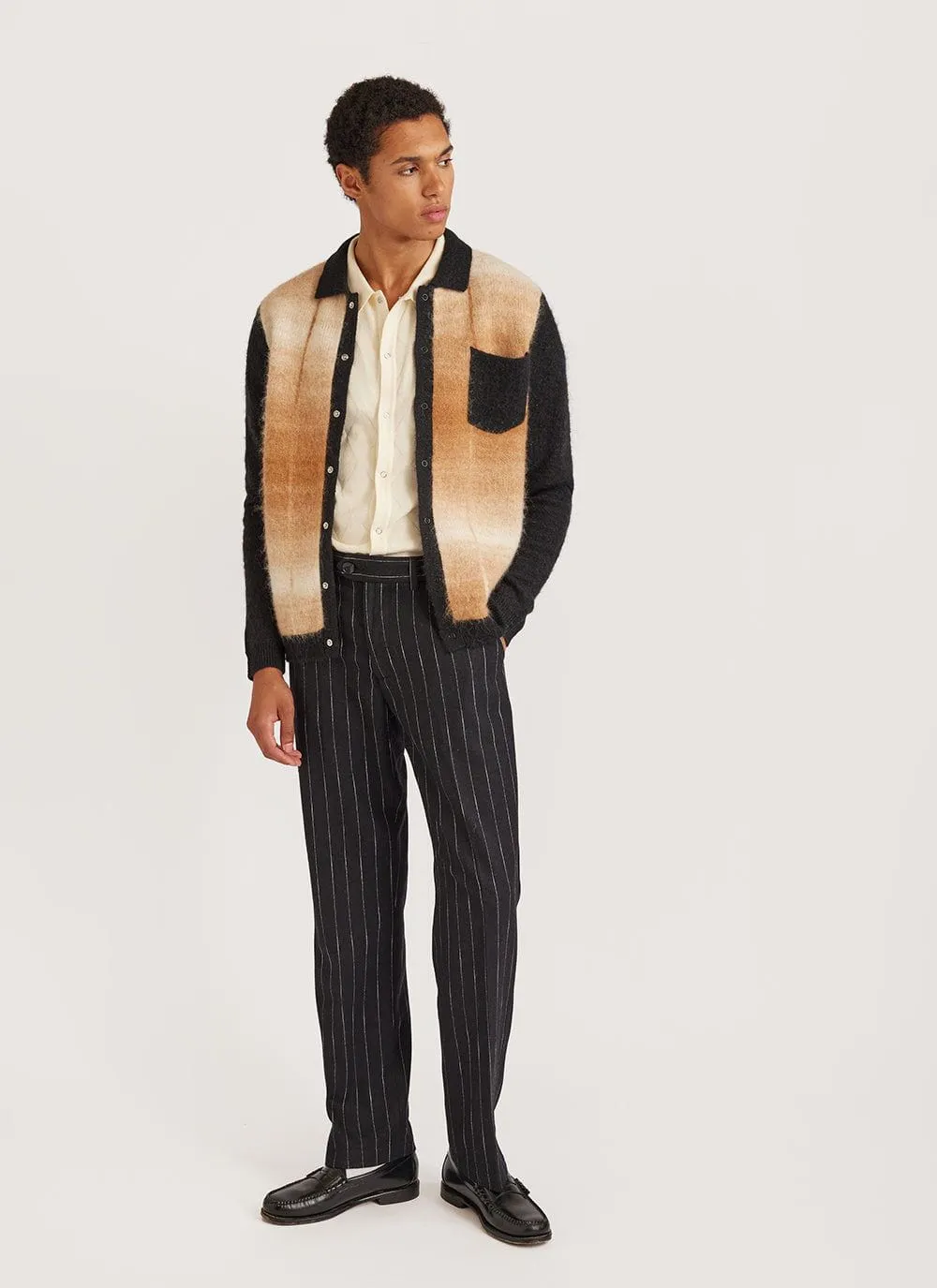 Checker Gradient Bobcat Cardigan | Mohair | Tan