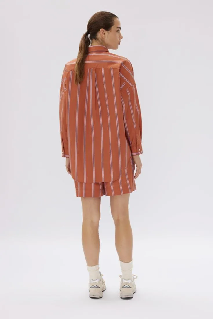 Chiara Shirt Mid Length Two Stripe | Rust/Violet Light