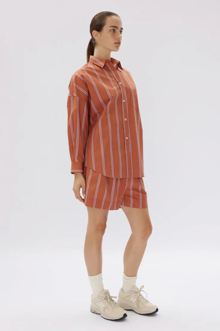 Chiara Shirt Mid Length Two Stripe | Rust/Violet Light