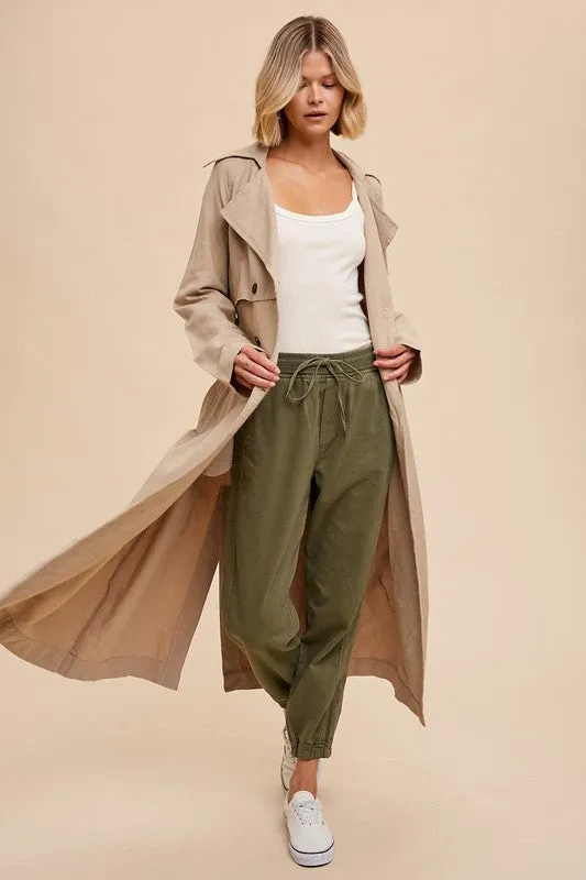 Classic Double Breasted Trench Coat - Almond